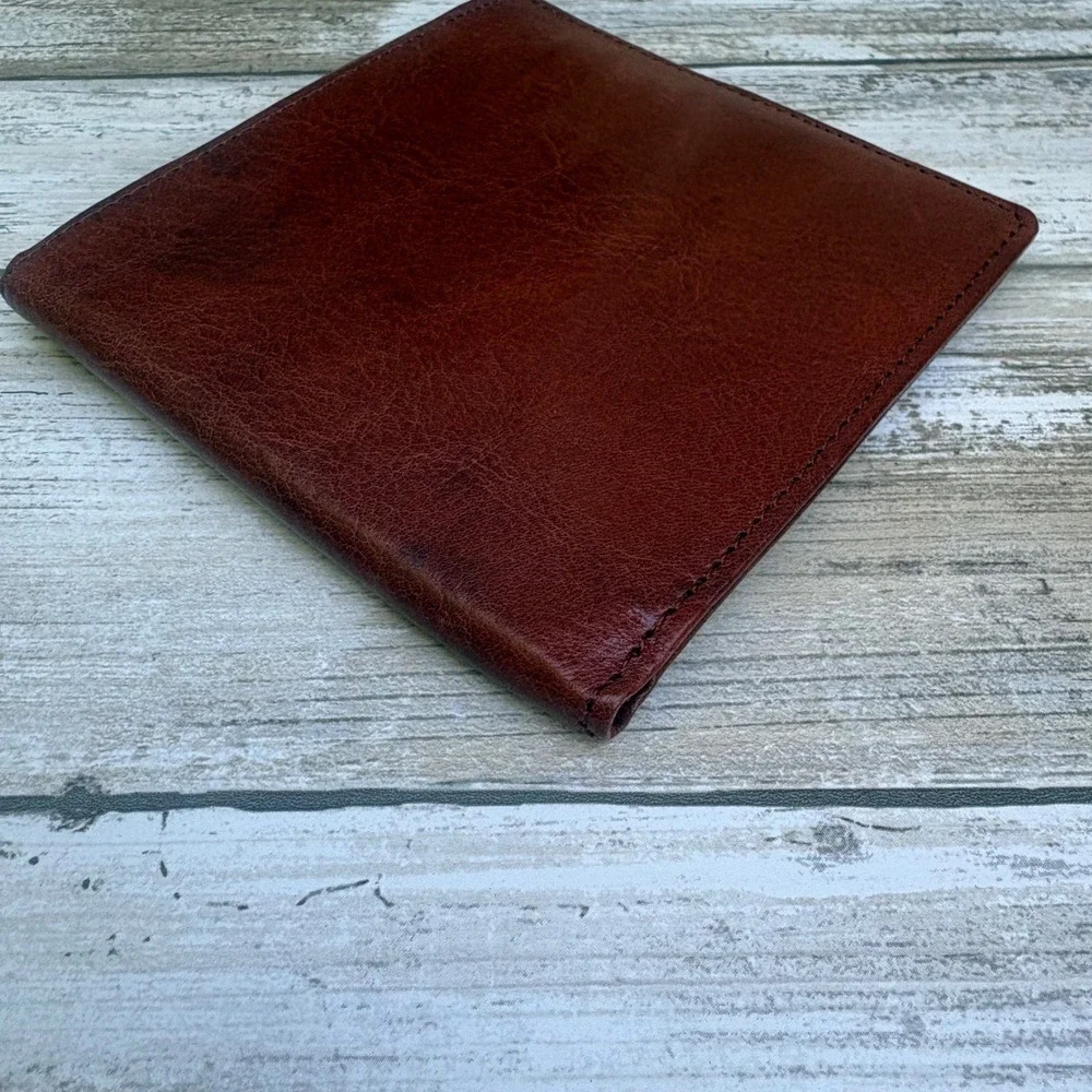 Brighton Bifold Wallet OS Mahogany Brown Mens Leather Slim Card Holder